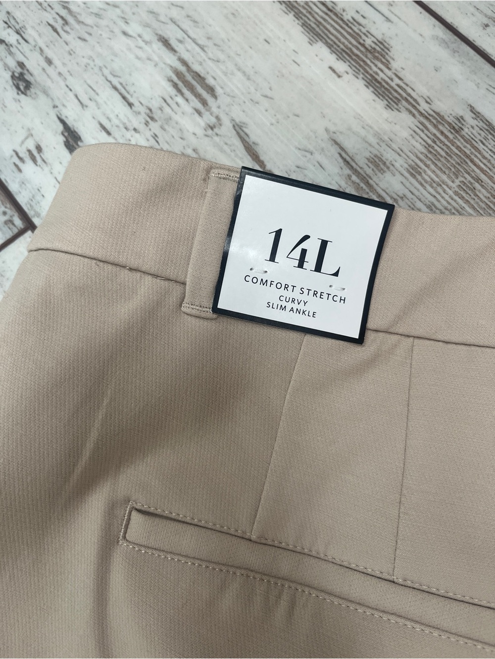 White House Black Market Beige Slim Ankle Trousers Womens 14L Comfort Stretch - Picture 12 of 14